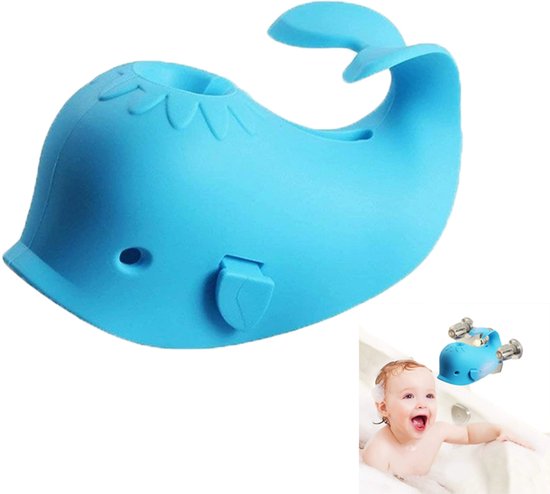 Siliconen beschermhoes voor babybadje - Kraanbeschermer - Badkraanbeschermer - Blauw - Badkraanbeschermer - Babydouchebeschermer - Siliconen kraanbeschermer voor babybadje van Merkloos