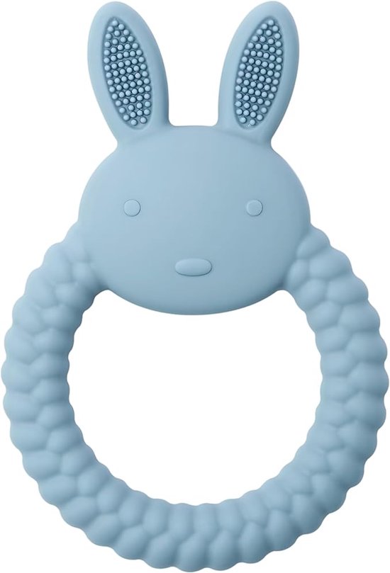 Siliconen bijtringen – verzachten de pijn bij het doorkomen van de tandjes van je baby – BPA-vrij, niet-giftig en gemakkelijk schoon te maken | Sensorische en ontwikkelingsvoordelen | Lichtgewicht, felgekleurd en gemakkelijk vast te pakken (blauw)