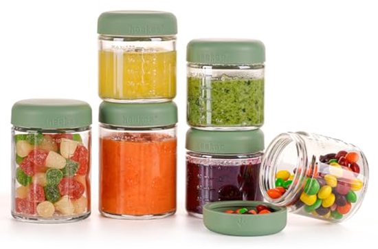 Siliconen Deksels Baby Bewaardoos - 6 Stuks Borosilicaatglas (100ml & 7oz)
