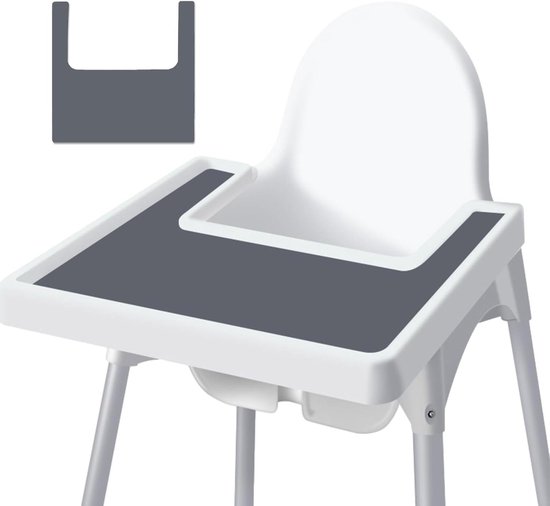 Siliconen eettafel mat voor kinderstoel - donkergrijs - antislip - bescherming - gemakkelijk schoon te maken van Merkloos