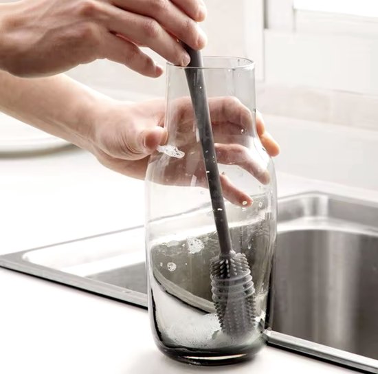 Siliconen Flesborstel – Vaas & Glasreiniger – Reinigingsgereedschap – Flexibele Glasborstel - C2.1
