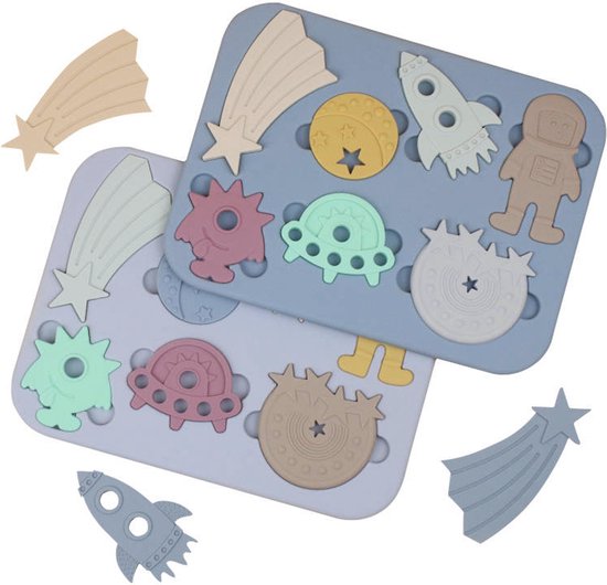 Siliconen puzzel | Ruimte | Donkerblauw | Kind | Peuter | Speelgoed | Motoriek van Dena.