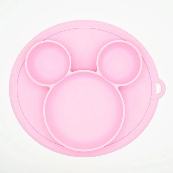Siliconen roze baby bordje - Schuift niet weg - Kan niet kapot - Baby servies - Baby eten van Ourtangling