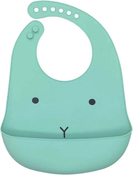 Siliconen Slab met Opvangbakje - Mint - Bunny - Verstelbaar - BPA-vrij - Baby Slabber - Slabbetje van SimplyGood.