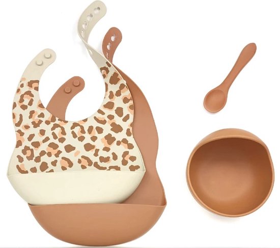 Siliconen slabben set, kom met zuignap & lepel - Tijger van Kleine Giraf