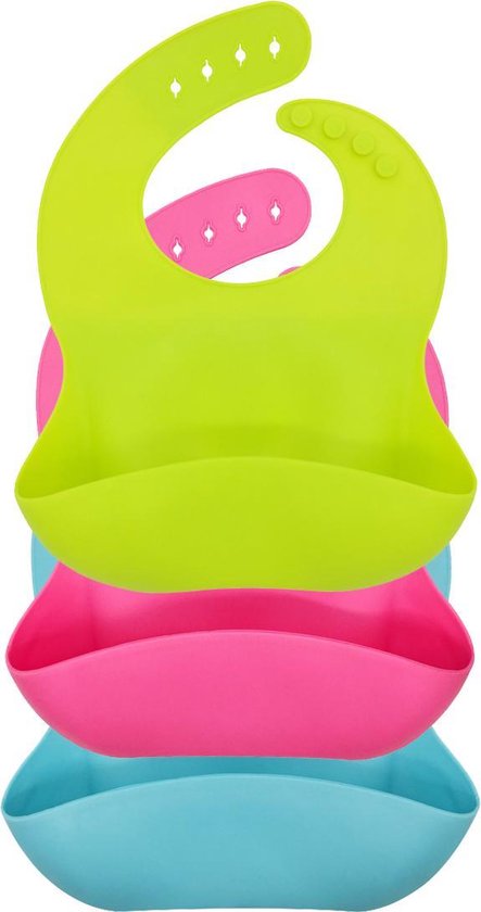 Siliconen slabbetjes - Waterdicht met Opvangbakje - 3 Stuks van Eco Rascals