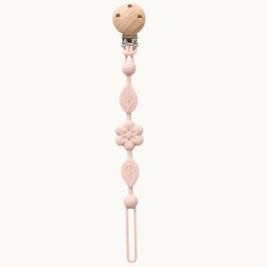 Siliconen Speenkoord Roze – Bloem Design - Speenhouder Baby – Fopspeenkoord - Speenketting - Speenkoorden - Jongen - Meisje - Met Clips - Kraamcadeau - Babyshower
