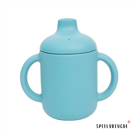Siliconen Tuitbeker - Blauw - Drinkbeker - Sippy Cup - BPA vrij - Met Handvaten - Oefenbeker - Baby - Dreumes - Beker - 120ml van JD Rotselaar