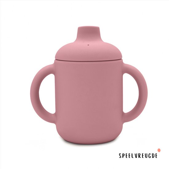 Siliconen Tuitbeker - Oud Roze - Drinkbeker - Sippy Cup - BPA vrij - Met Handvaten - Oefenbeker - Baby - Dreumes - Beker - 120ml van Merkloos
