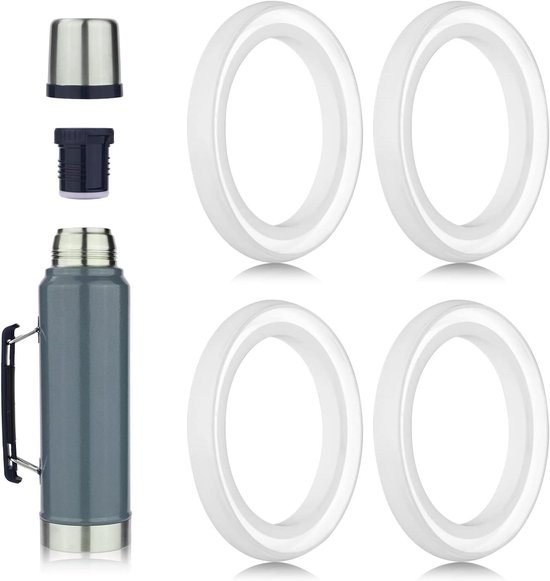 Siliconen Vervangende Pakkingen voor Vacuüm Flessen - Set van 4 - Transparant - Compatibel met 20 oz 1.0 QT 1.5 QT 2 QT 2.5 QT - Afdichting Pakking