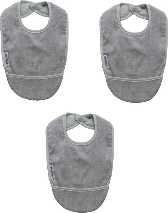 Silly Billyz Towel pocket Bibs Silver 3 Stuks van Silly Billyz