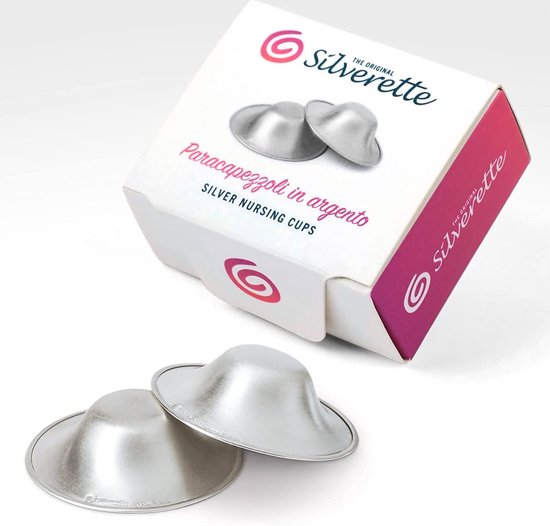 Silverette - zilveren tepelkapjes - maat REGULAR - 925 Zilver - tepelbescherming - nursing cups van Silverette®
