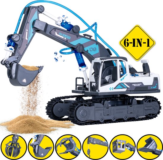 Silvergear Constructiespeelgoed 6-in-1 - Hydraulisch Auto Speelgoed Jongens - Auto Bouwpakket DIY van Silvergear