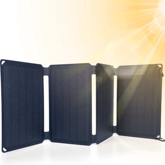 Silvergear Zonnepaneel Powerbank - Draagbaar Zonnepaneel - Opvouwbaar Zonnepaneel - Solar Panel - 30W van Silvergear