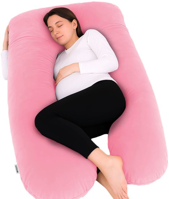 SIMARE Zwangerschapskussen Roze 160x70cm U-vorm - Bodypillow Lichaamskussen Voedingskussen van Merkloos