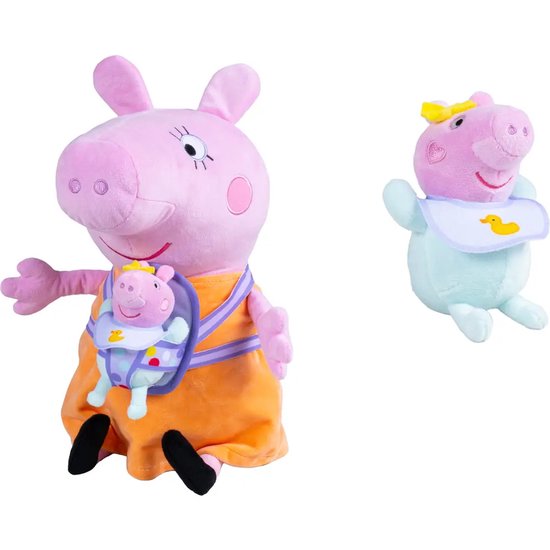 Simba Peppa Pig knuffel Mama Wutz met baby Evie 33cm pluche speelgoed. van Merkloos