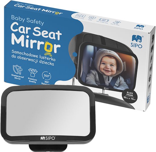 SIPO Autospiegel Baby Observatie Spiegel - Veiligheids Spiegel voor Kinderzitje - Snel Te Monteren - 19x30 cm - 1 Stuk van Merkloos