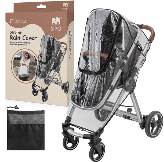 SIPO Regenhoes voor Kinderwagens - Waterdichte 3-in-1 Beschermhoes tegen Regen, Sneeuw en Wind - Transparant - Universeel Model voor de Meeste Stadsbuggy's en Wandelwagens - Windhoes Kinderwagen - Regenhoes van SIPO