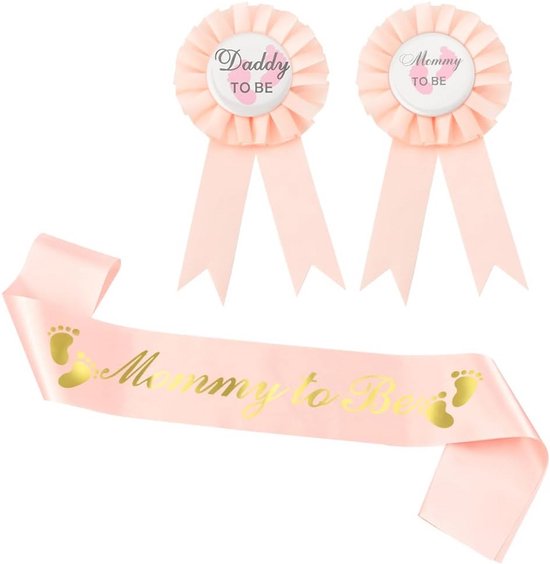 Sjerp en Pins Set voor Babyshower en Gender Reveal - Beige Mama Papa To Be Cadeau van Merkloos