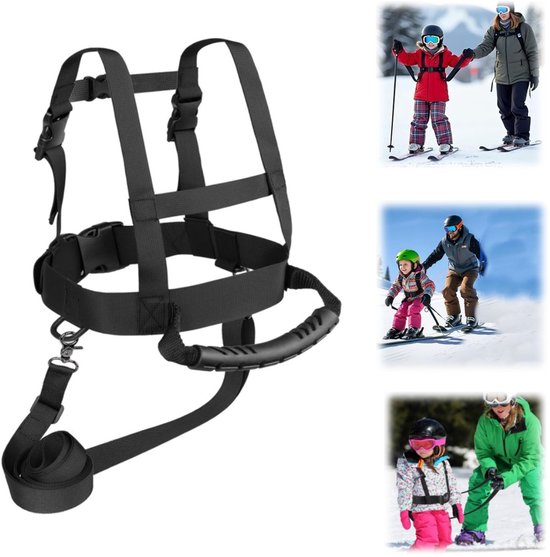 Ski draagriem voor kinderen - Ski trainingstouw - Veiligheids sleepriem voor beginners - Geschikt voor schaatsen, skateboarden, skiën, rolschaatsen en fietsen (zwart) van Zerone
