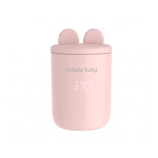 Skibble Baby® - Flessenwarmer Onderweg Pro - Draagbare Baby Flessenwarmer - Intelligente Flesverwarmer - 4 Temperatuurniveaus - 3 Adapters - Roze