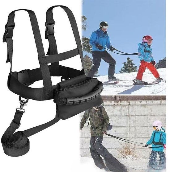 Skigordeltas voor kinderen - Skigordeltas - Skituigje kinderen - Skitrainingstas - ski accesoires - Geschikt voor beginners - Nylon - Zwart van Mini Sports