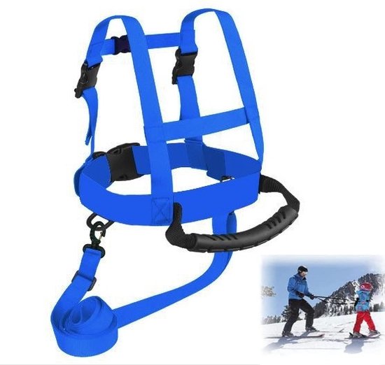 Skiharnas voor kinderen - Skituigje kinderen - Ski-accessoires - Verstelbaar ski-schouderharnas - Voor kinderen en beginners Schaatsen, Skateboarden, Snowboarden, Skaten, Fietsen (Blauw) van Cohey