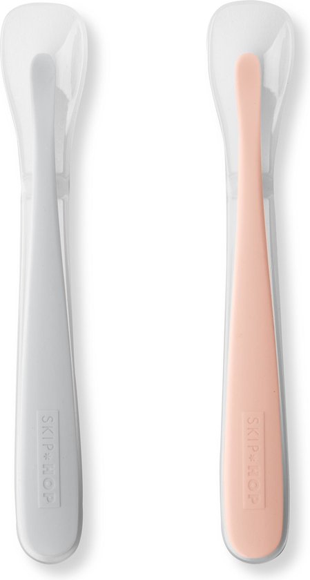 Skip Hop Easy-Feed Eetlepel - Grijs/Koraalrood - 2 Stuks van Skip Hop