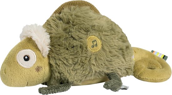 Slaaphulp Kameleon - Knuffel met geluid - Baby kalmeren - Met cry-sensor - 27 cm - Kaki