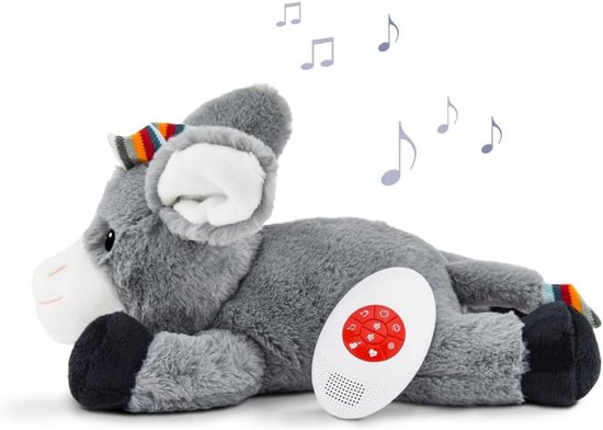 Slaapknuffel Ezel met Hartslag Geluid en White Noise voor Baby's van Merkloos