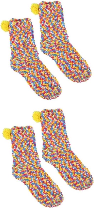 Slaapsokken Kinderen - Zachte Bed Sokken - Warm en Comfortabel - Pluche Coral Fleece - 2 Paren - Multicolor