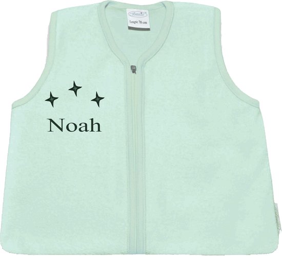 Slaapzak - 90 cm - mint  - met EIGEN naam van Koeka