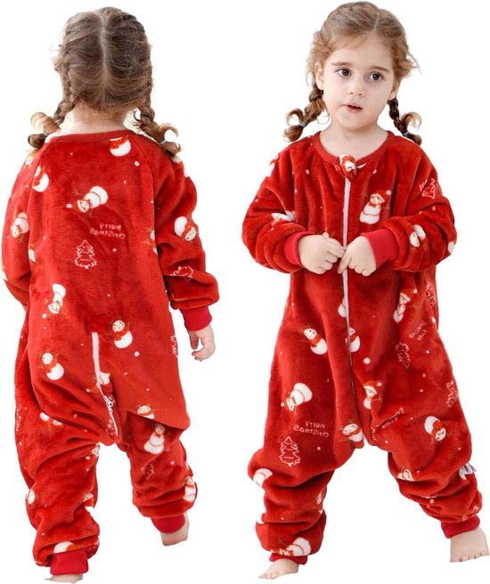 Slaapzak met voeten - Trappelzak baby - Warm houden - Gedeelde voeten - 2.5 TOG - Sneeuwpop van slaapzak-met-voeten