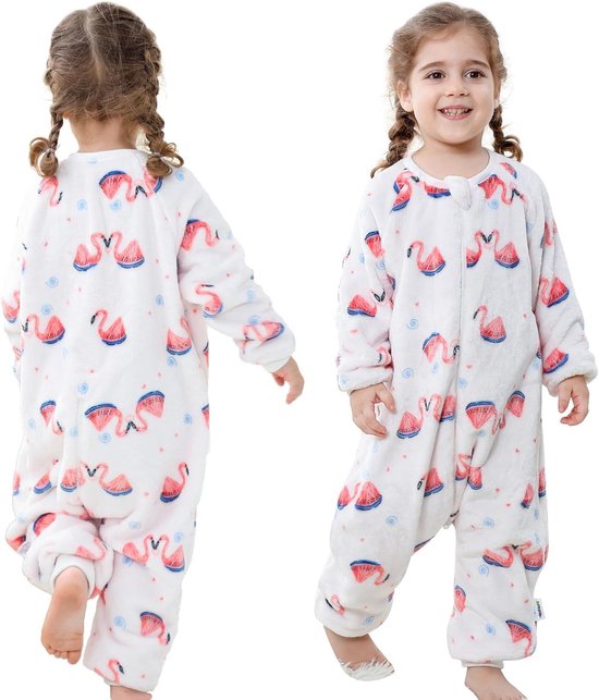 Slaapzak met voeten - Trappelzak pyjama - Baby slapen - Gedeelde voeten ontwerp - 25 TOG - Flamingo