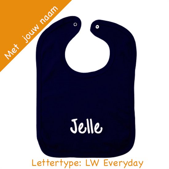 Slab - met naam - Navy Blauw - 100% katoen - drukknoopsluiting - kraamkado - naamkado - gepersonaliseerd van Funnies.