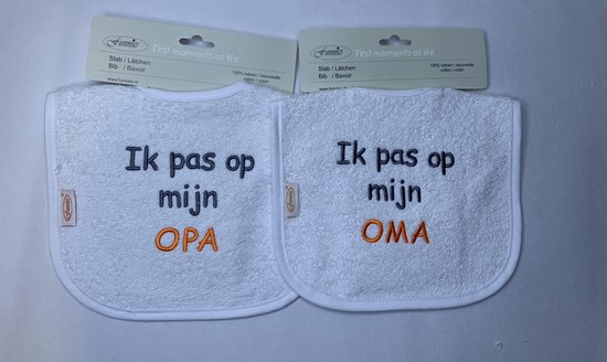 Slab met tekst | funnies | ik pas op mijn opa | ik pas op mijn oma | eten en drinken | slabbetjes | opa en oma van Funnies.