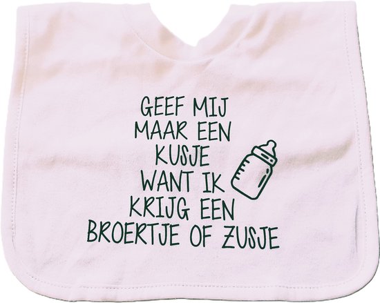 slab met tekst voor grote broer big bro brother zus big sis sister | Geef mij maar een kusje want ik krijg een broertje of zusje  Zwangerschapsaankondiging zwangerschap aankondiging geboorte baby cadeau van Bambolino Bears