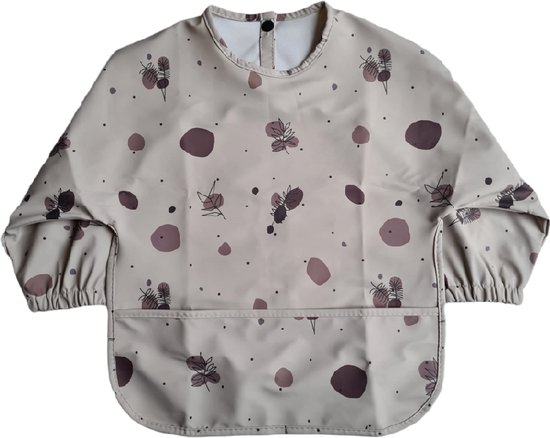 Slab - Schort - Waterproof - met mouw - Kinderschort - Slab met mouwen - Waterafstotend - Knutselen - Kliederschort - met opvangbak -vanaf 6 tot 18 maanden - Beige bruin van Pusblu