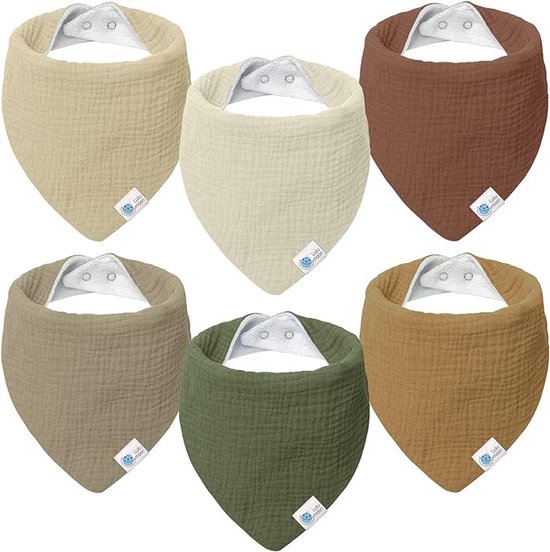 Slabbetje baby driehoekige sjaal baby mousseline halsdoek baby voor jongens en meisjes (6 stuks, tal), Tal van Tal