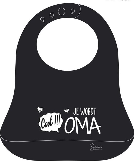 Slabbetje Baby | Siliconen Slabbetje | Met Tekst | Slabbetje met Opvangbakje - Zwart / Wit - Je wordt oma! van Lovebaby.