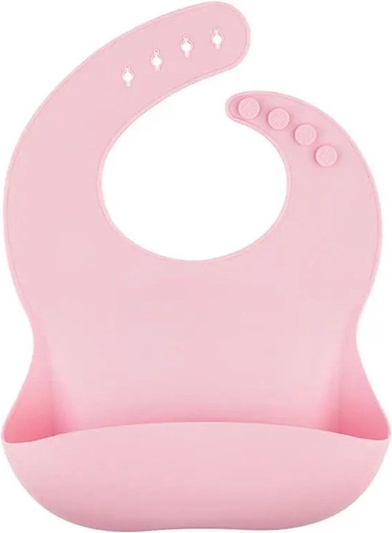 Slabbetje Roze met Opvangbakje - Kraamcadeau voor Baby's & Peuters - Verstelbaar en Waterproof - Siliconen Slabber voor Jongens & Meisjes van Luvion