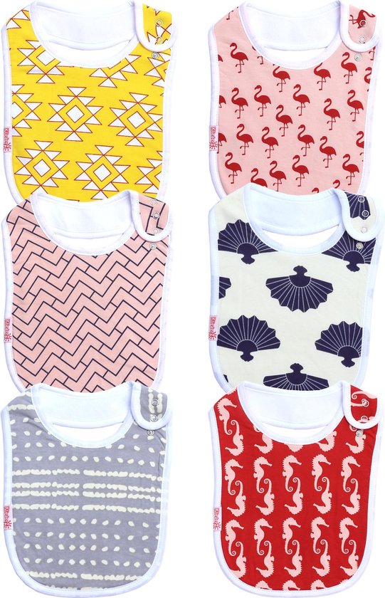 Slabbetjes baby | 6 slabbers organisch katoen | t/m 3 jr | KliederZ hippe slab meisjes | FB01 van KliederZ