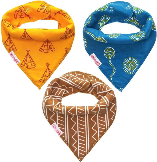 Slabbetjes baby jongens | Bandana kwijl slab | 3 stuks slabbers BB04a van Little Dutch