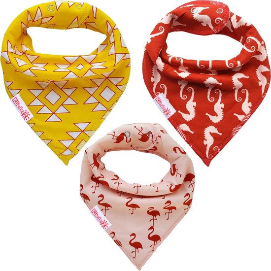 Slabbetjes baby meisje | Bandana kwijlslab | 3 stuks slabbers BB01a van Omaalie.