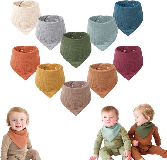 Slabbetjes Baby - Set Van 10 - Zachte - Uitwasbare - Slabbers - Kwijlende Slabbetjes - Kwijldoekjes Voor Baby’S En Kinderen - Bibs Baby - Spuugdoekjes - Halsdoek Baby - Verstelbare Drukknop - Perfect Voor Voeden, Kwijlen En Bescherming Van Kleding van Dilara