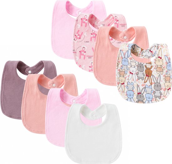 Slabbetjes - Baby Slabbetjes - 8-pack - badstof - Roze Tinten - Zachte Slabbertjes - Zacht en Makkelijk Wasbaar - Ideaal voor Eten, Knutselen en Spelen - met klittenband slabbetje van $