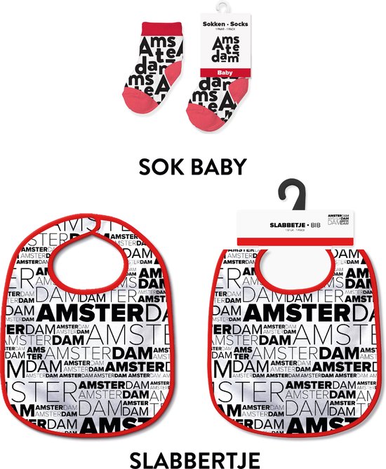 Slabbetjes en sokken met tekst - Baby cadeautjes en kraamcadeautjes - Amsterdam van Merkloos