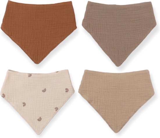 Slabbetjes Lalieloe - Set van 4 stuks - Verstelbaar - Beige van Lalieloe