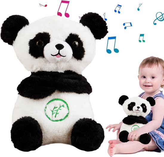 Slapende Panda Knuffel - Zacht Speelgoed - Baby Slaap - Met Muziek Licht - 30cm Groot - Panda