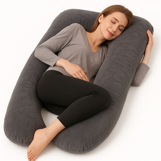 Sleeptight Zwangerschapskussen U vorm 140 x 80 x 22 cm - Zijslaapkussen Volwassenen - Lichaamskussen ondersteunend Zijslaper - Voedingskussen - Body pillow 3KG